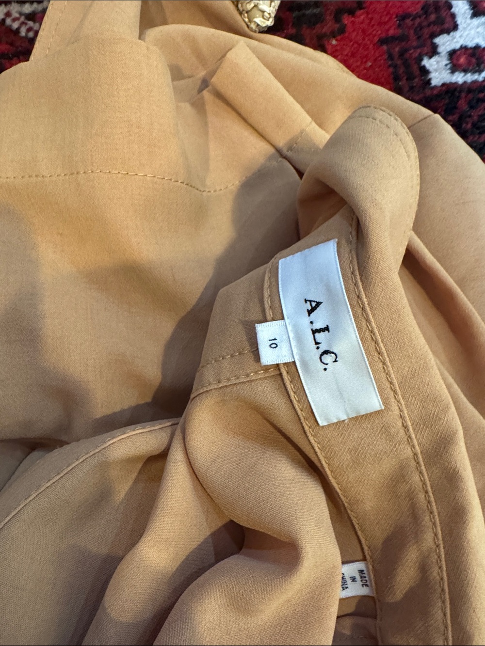 A.L.C. Florence Tan Layered Pleated Crepe Midi Dress - Picture 7 of 7